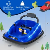 12V Kids Bumper Car Ride-On Toy with Remote Control and 360° Spin Rotation - Blue