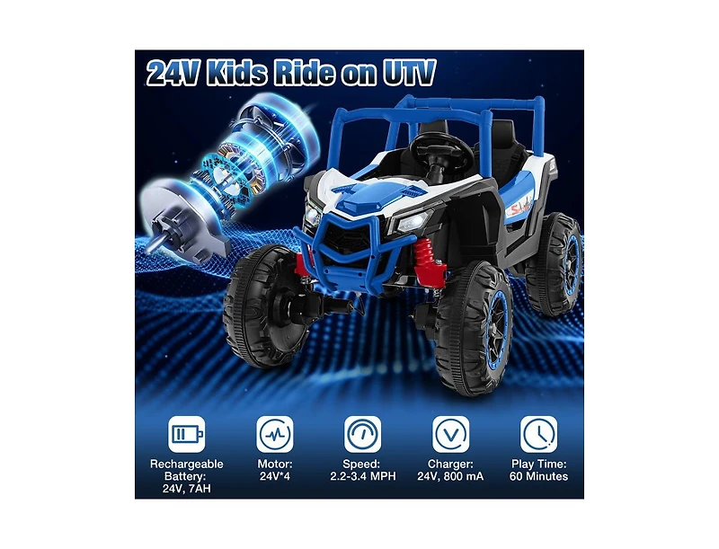 2-Seater Kids Ride-On Utv with 2.4G Remote Control for Children Over 3 Years - Navy