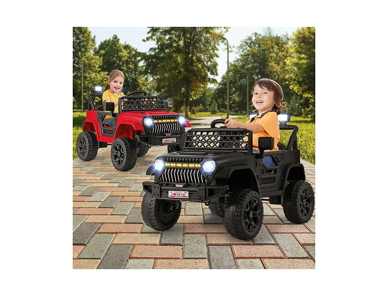 12V Kids Ride-On Truck Car with Parental Remote and Music Player - Red