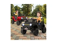 12V Kids Ride-On Truck Car with Parental Remote and Music Player - Red