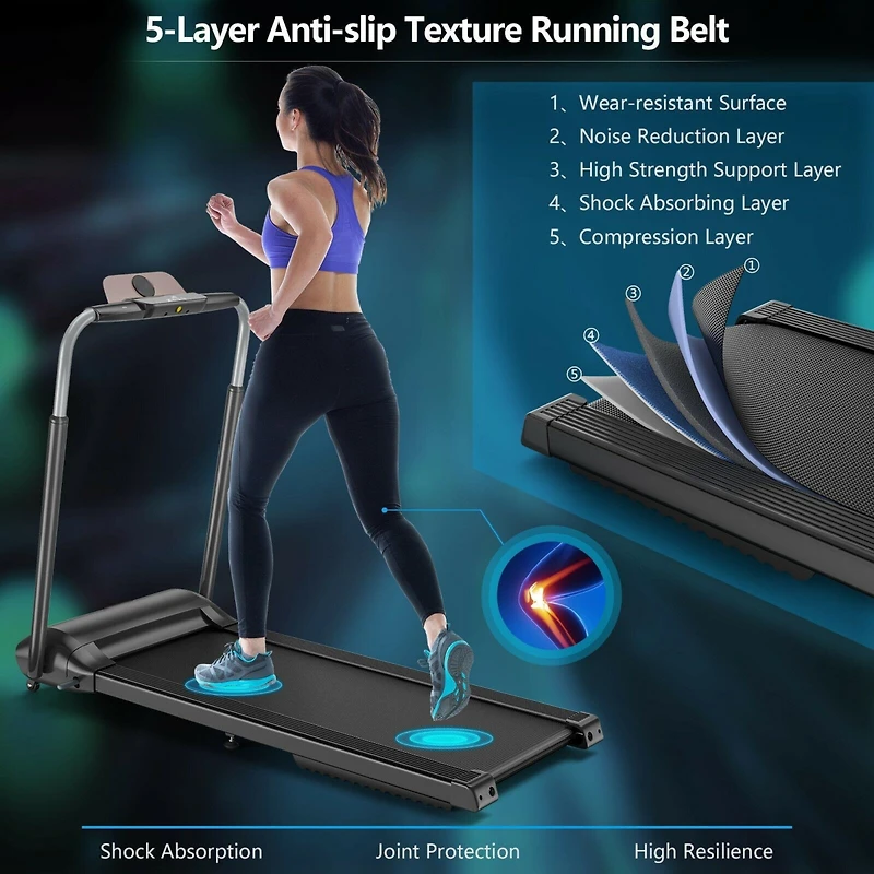 Compact Folding Treadmill with Touch Screen and App Control
