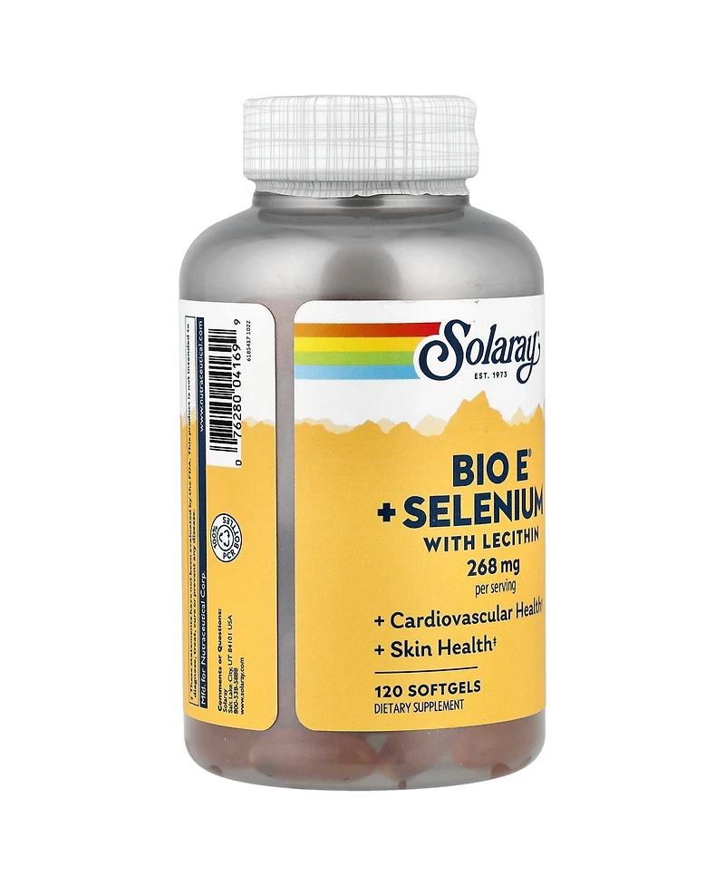 Solaray Bio E + Selenium with Lecithin - 120 Softgels
