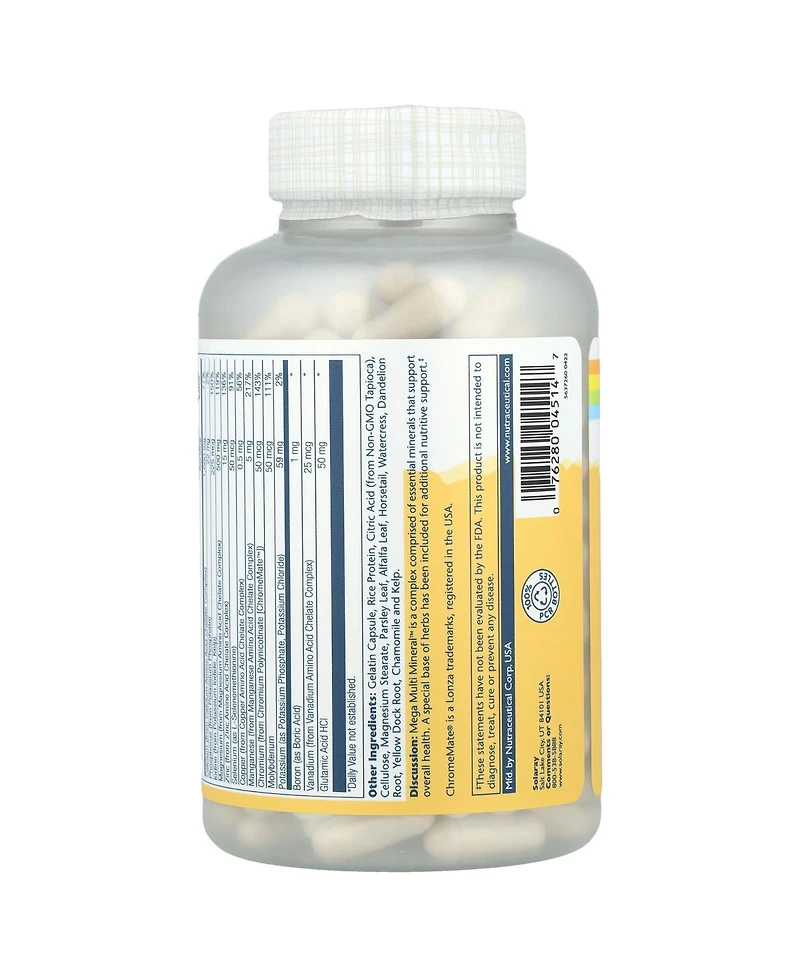 Solaray Mega Multi Mineral Iron Free - 200 Capsules