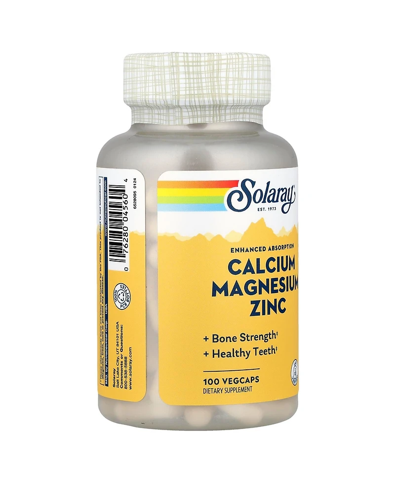 Solaray Calcium Magnesium Zinc - 100 VegCaps