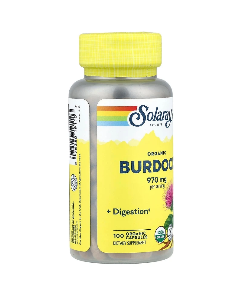 Solaray Organic Burdock - 100 Organic Capsules (485 mg per Capsule)