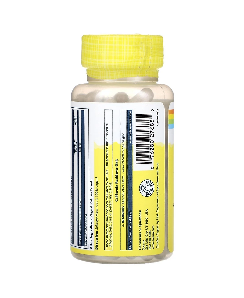 Solaray Maca Root 500 mg | Healthy Balance, Energy, Vitality & Libido Support | 100 VegCaps
