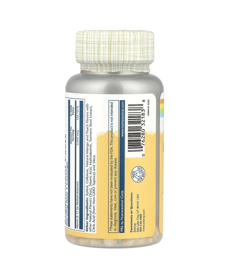 Solaray Methyl B-12 Lozenges Natural Mango Peach 2 500 mcg - 60 Lozenges