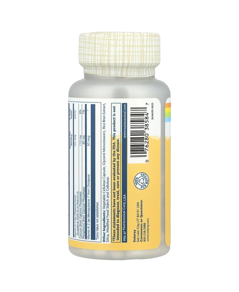 Solaray Vitamin D3 + K2 - 60 VegCaps
