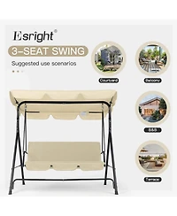 Boyel Living -Person Metal Patio Swing with Removable Cushion Outdoor Porch Chair for Adults Garden Backyard Deck