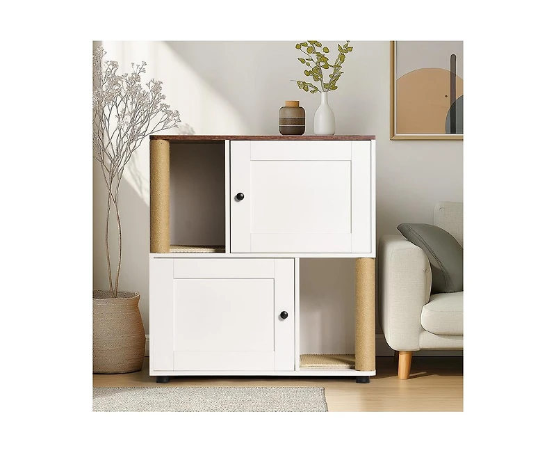 Casainc Storage Cabinet with Double Litter Box Enclosure with Shelve