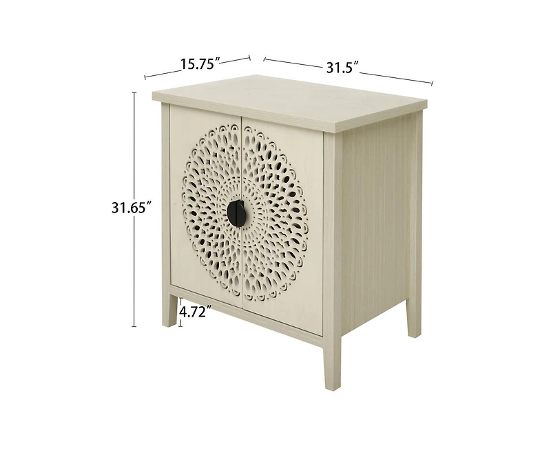 Casainc Hollow-Carved 2 Door Accent Cabinet Sideboard Buffet Storage Cabinet with Adjustable Shelf