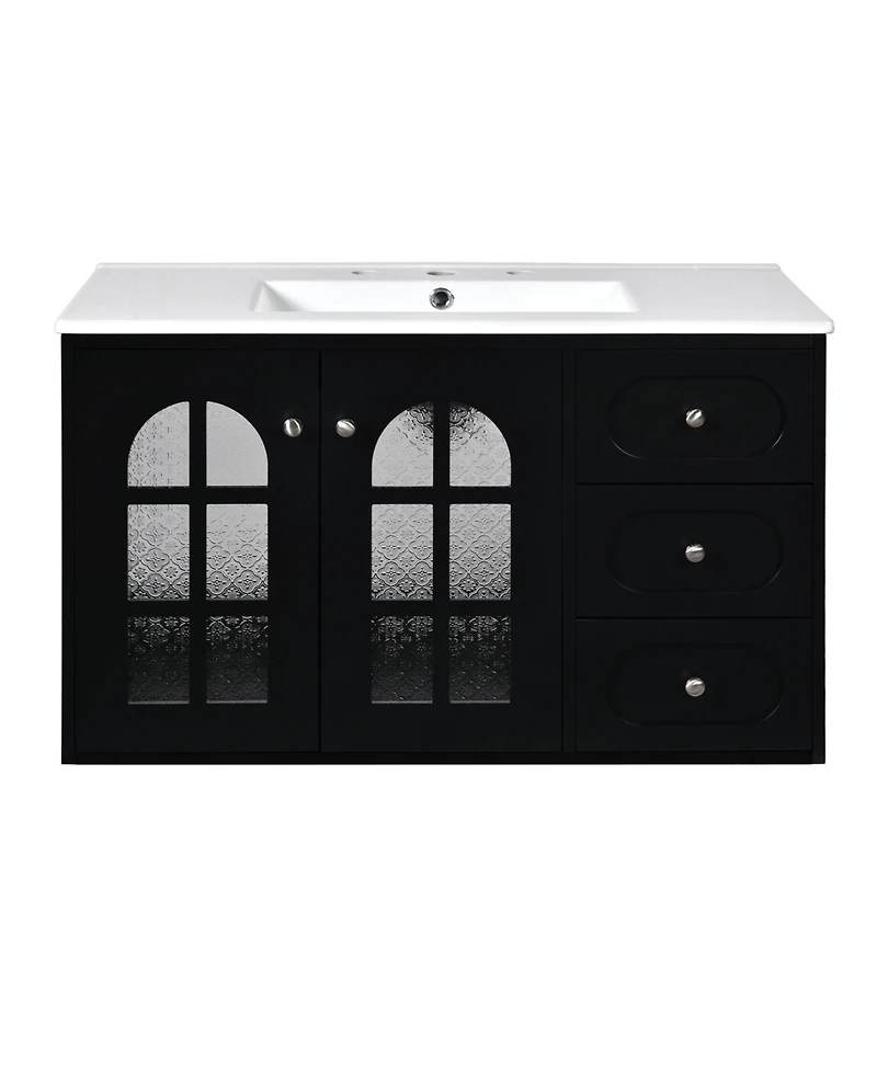 Casainc 36" Floating Bathroom Vanity with Ceramic Sink and 3 Soft-Close Drawers