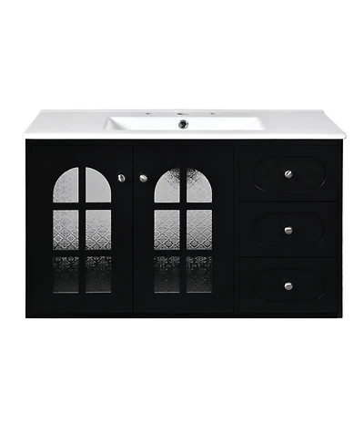 Casainc 36" Floating Bathroom Vanity with Ceramic Sink and 3 Soft-Close Drawers