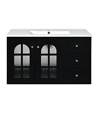Casainc 36" Floating Bathroom Vanity with Ceramic Sink and 3 Soft-Close Drawers