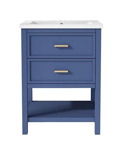 Casainc 24" Modern Bathroom Vanity With Top Sink and 2 Drawers, Single Storage Unit