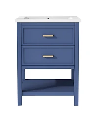 Casainc 24" Modern Bathroom Vanity With Top Sink and 2 Drawers, Single Storage Unit