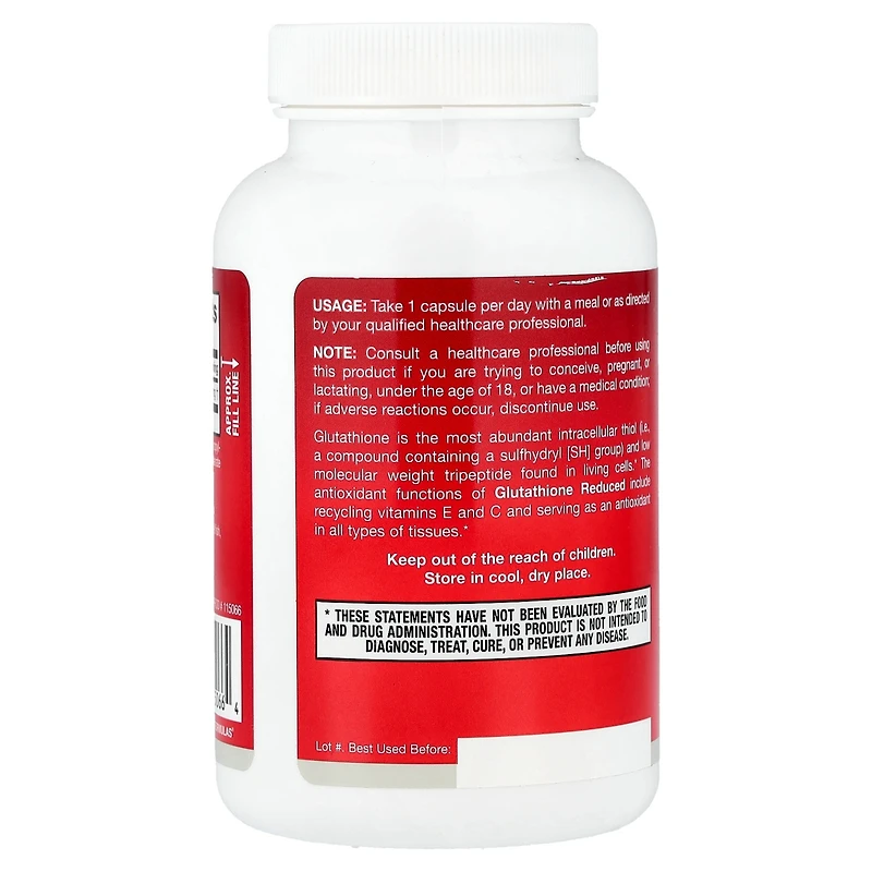 Jarrow Formulas Glutathione Reduced 500 mg