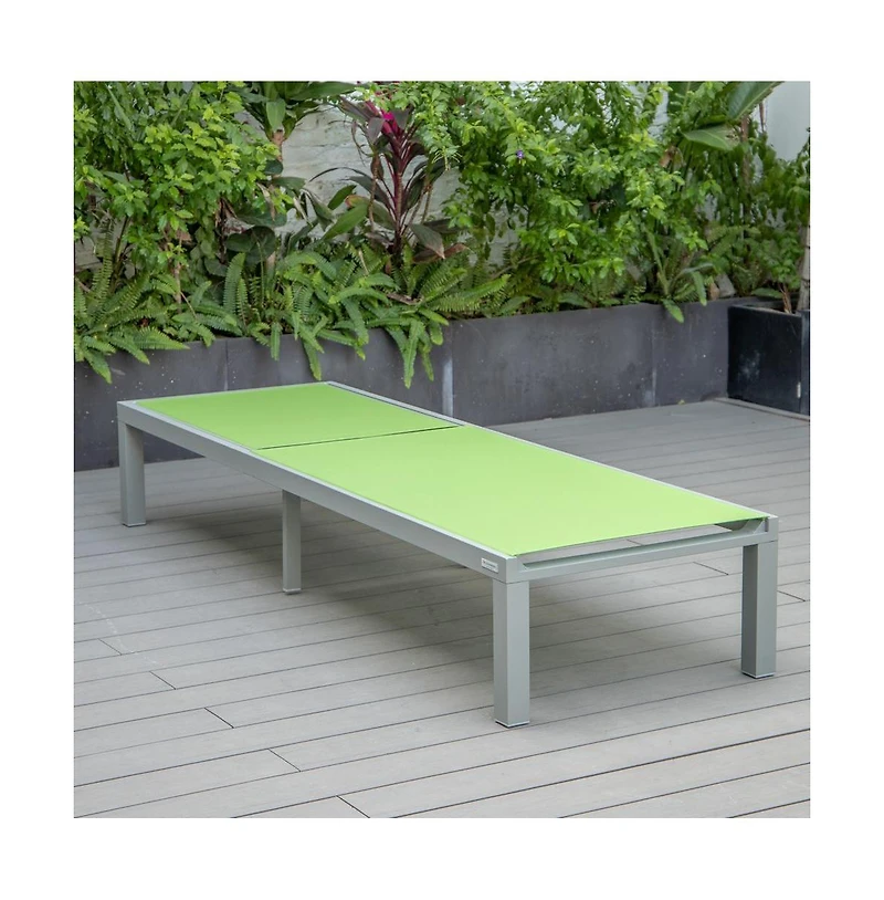 LeisureMod Marlin Patio Chaise Lounge Chair With Grey Aluminum Frame