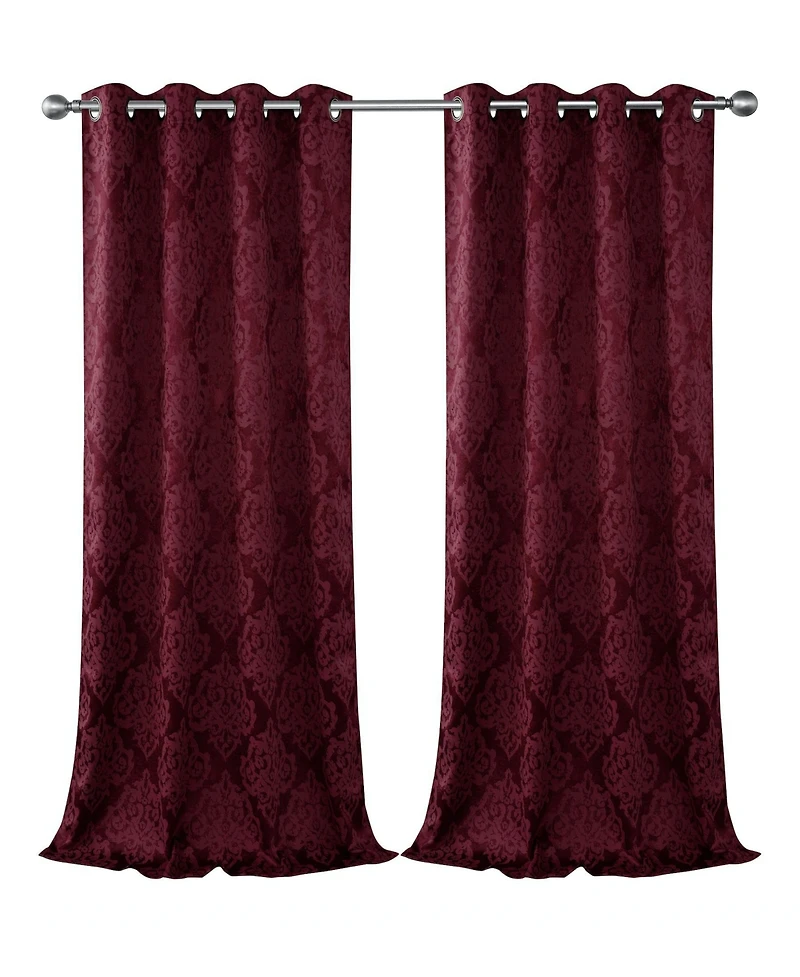 Kate Aurora Living 2 Pack Delaney Room Darkening Damask Print Grommet Curtain - 52 in. W x 84 L