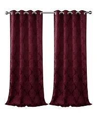 Kate Aurora Living 2 Pack Delaney Room Darkening Damask Print Grommet Curtain - 52 in. W x 84 L