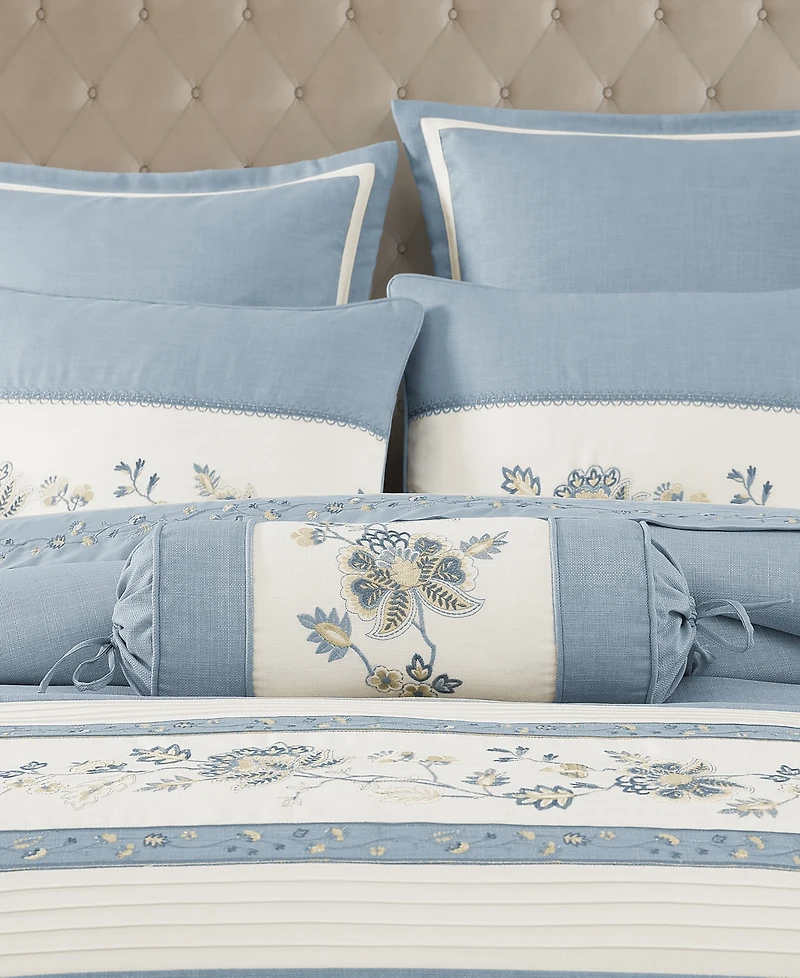 J Queen New York Garden Bloom Neckroll Decorative Pillow, 7" x 17"