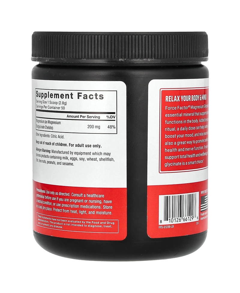 Force Factor Magnesium Glycinate Powder Unflavored