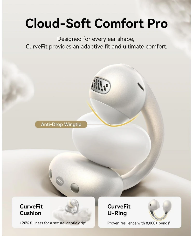 Baseus Bowie MC1 Pro Open Ear Clip-On Headphones, Hi-Res Ldac & HiFi4 Acoustic Sound, 5g Ultra-Lightweight Comfort, SuperBass 2.0