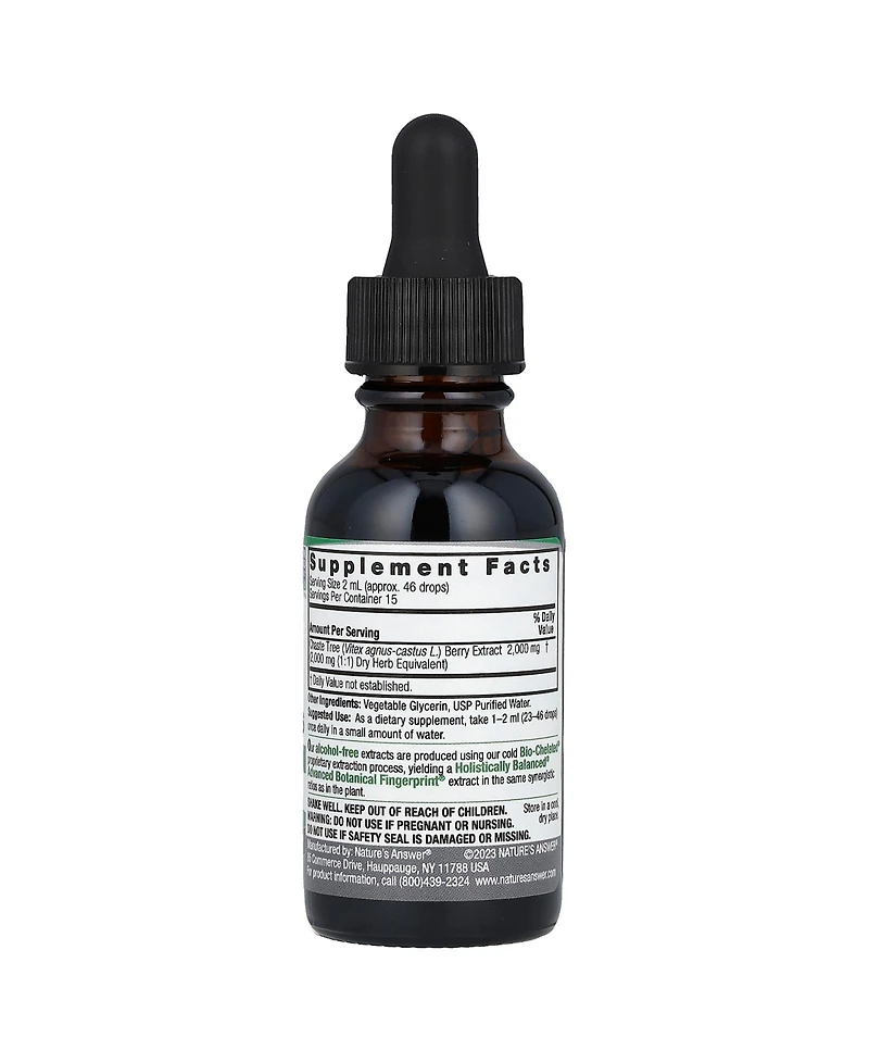 Nature's Answer Chasteberry Vitex Agnus Castus Fluid Extract Alcohol-Free 2 000 mg - 1 fl oz (30 ml)