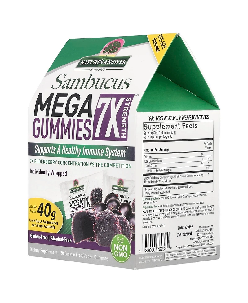 Nature's Answer Sambucus Mega Gummies 7X Strength 202 mg