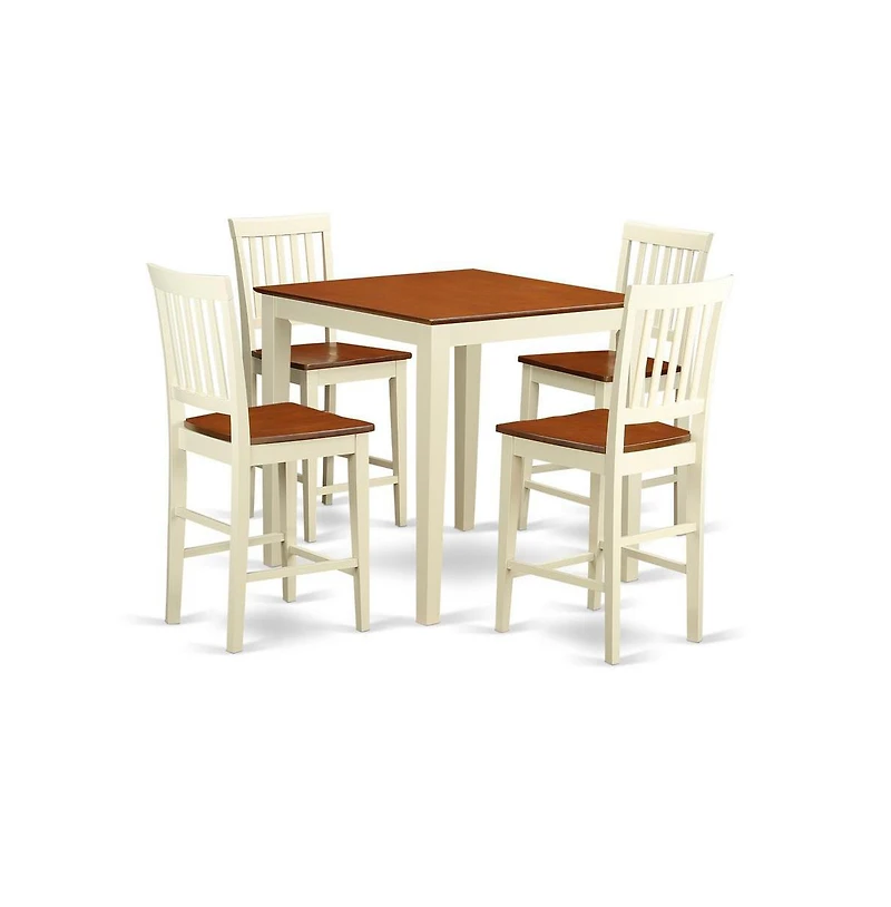 East West Furniture 5 Pc Counter height Table-Square pub Table and 4 Kitchen counter Chairs