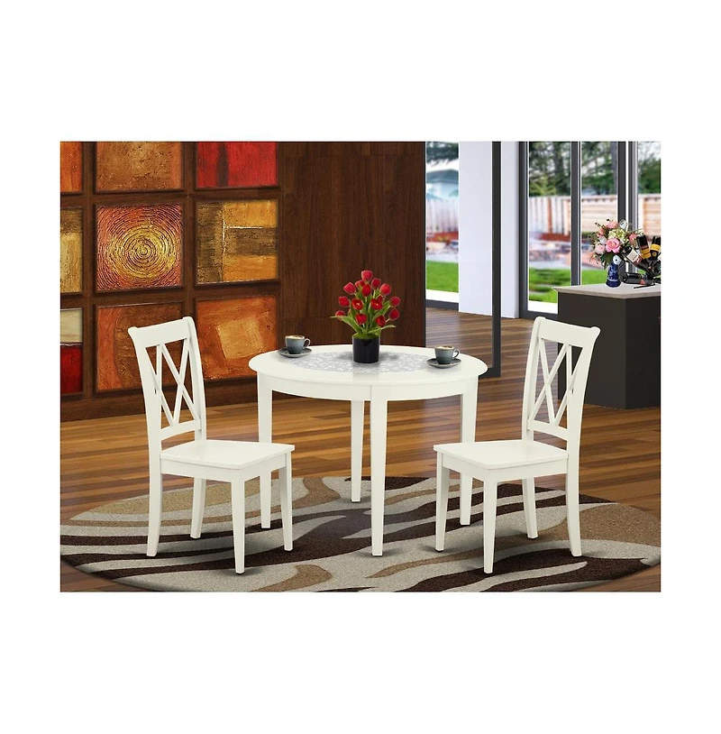 East West Furniture Dining Room Set Linen White