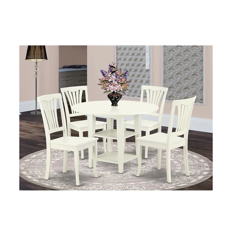 East West Furniture Dining Room Set Linen White