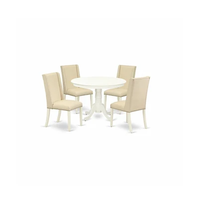 East West Furniture Dining Room Set Linen White