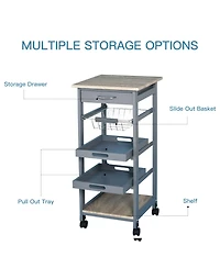 Homcom Mobile Rolling Kitchen Island Trolley Serving Cart w/ Under Drawer,