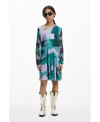 Desigual Girls Girls's Watercolor tulle long-sleeve dress
