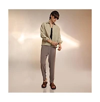 Campus Sutra Men's Buff Beige Chevron-Woven Utility Shirt