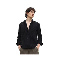 Campus Sutra Men's Midnight Blacl Pastel Striped Shirt