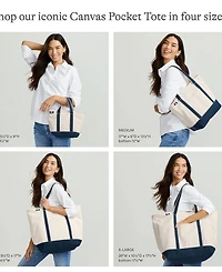 Lands' End Extra Large Solid Color 5 Pocket Open Top Canvas Tote Bag