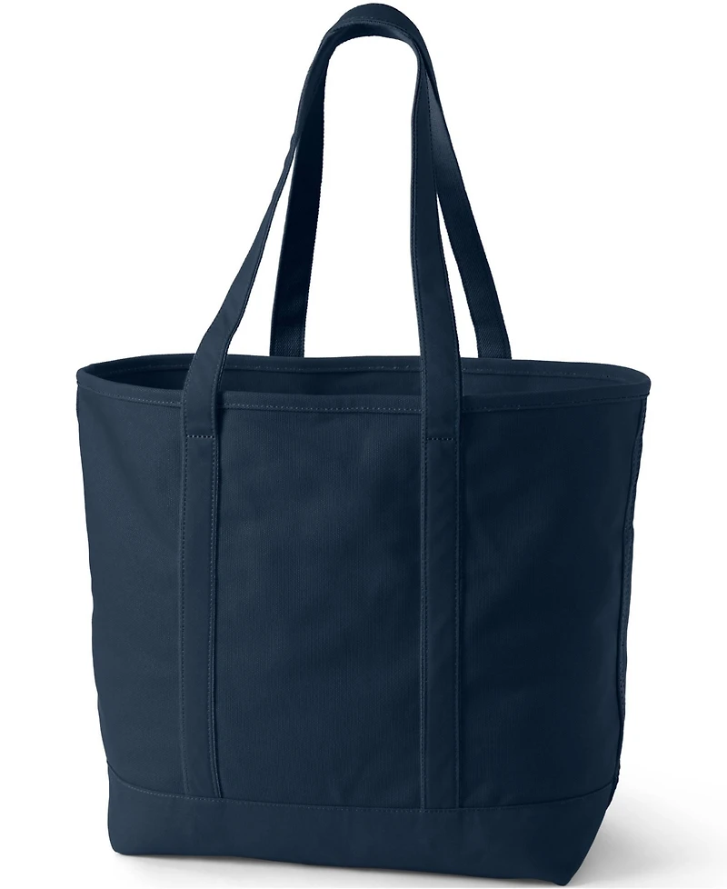 Lands' End Extra Large Solid Color 5 Pocket Open Top Long Handle Canvas Tote Bag