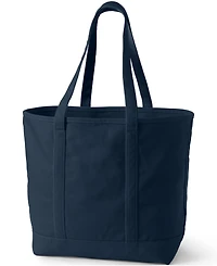 Lands' End Extra Large Solid Color 5 Pocket Open Top Long Handle Canvas Tote Bag