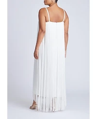 Eloquii Women's Plus Fringe Maxi Dress