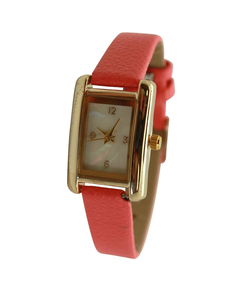 Olivia Pratt Thin Gold Square Face Solid Faux Leather Women Watch
