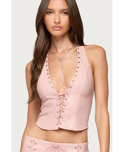 Edikted Women's Elisha Lace Up Halter Top