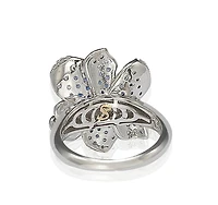 Suzy Levian New York Sterling Silver Sapphire & Created White Flower Petal Ring