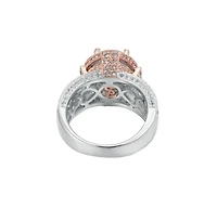 Suzy Levian New York Two-Tone Sterling Silver Round Cut Center Topaz Cocktail Milano Ring