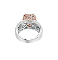 Suzy Levian New York Two-Tone Sterling Silver Emerald Cut Center Topaz Cocktail Milano Ring