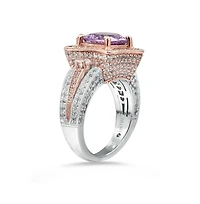 Suzy Levian New York Suzy Levian Two-Tone Sterling Silver Cushion Cut Center Topaz Cocktail Paris Ring