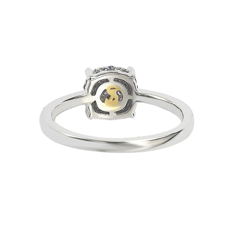 Suzy Levian Sterling Silver Sapphire Pave Puff Solitaire Ring