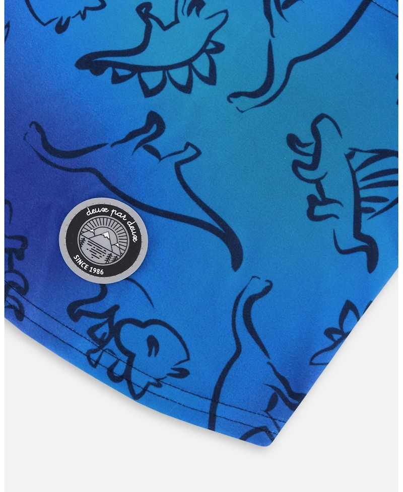 Deux par Boy Brushed Jersey Balaclava Blue Gradient Dinosaur Print - Toddler|Child