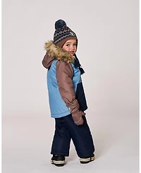 Deux par Baby Boy Lined Peruvian Knit Pompom Hat Taupe and Navy 